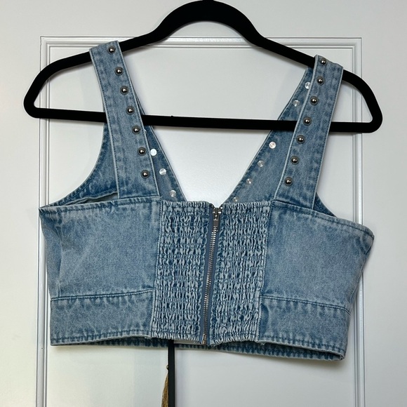NWT House of Harlow Denim Studded Cropped Top (8) - Picture 3 of 3